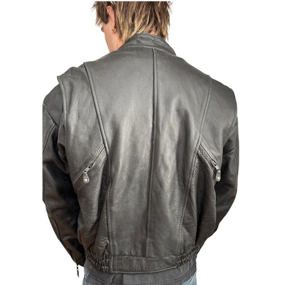 Hot Leathers thinsulate lined black motorcycle jacket snap close neck size XL - Picture 9 of 14